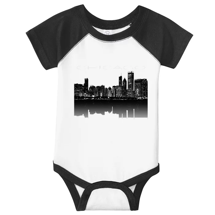 Chicago City Skyline Lights At Night Infant Baby Jersey Bodysuit