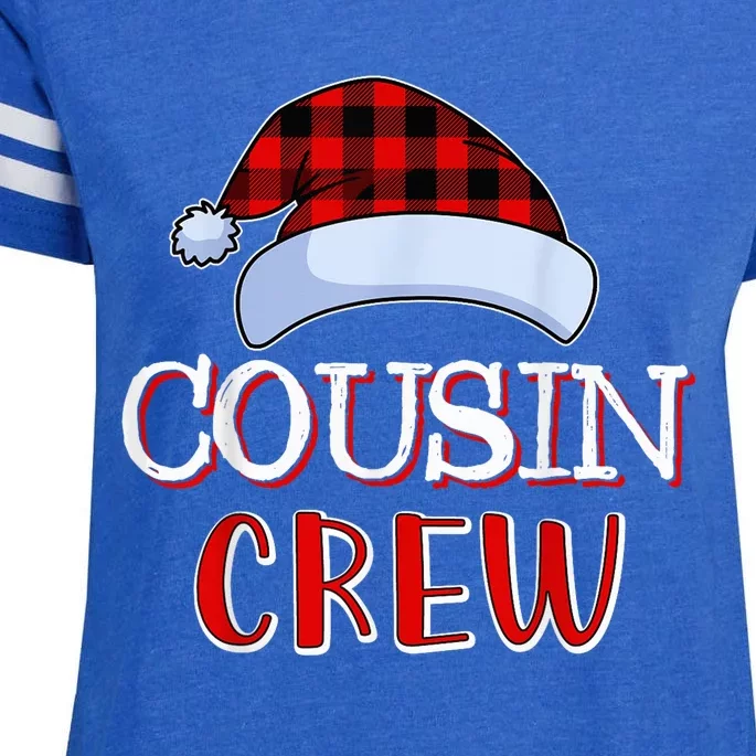 Cousin Crew Santa Family Matching Christmas Pajamas Enza Ladies Jersey Football T-Shirt