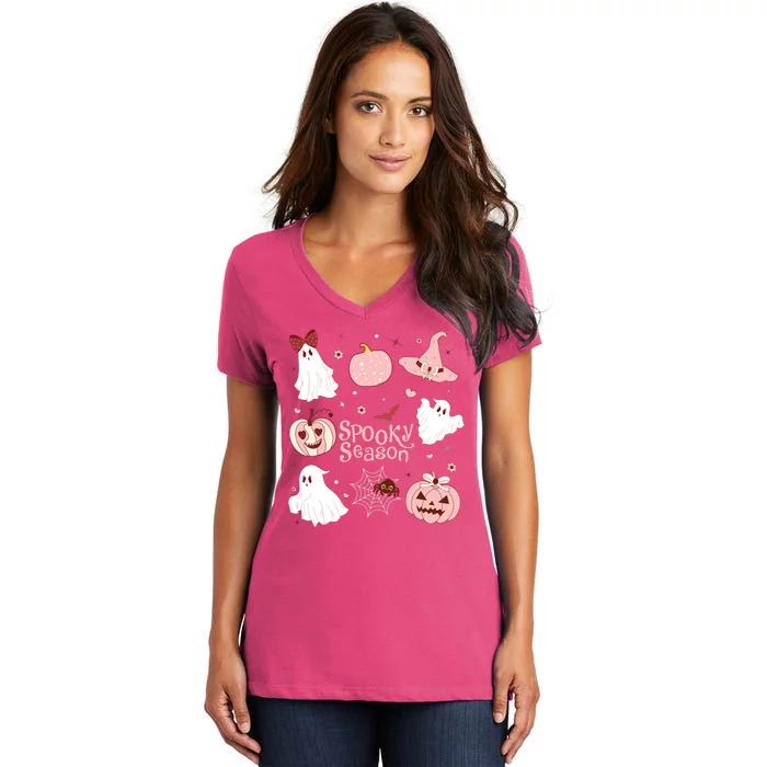 Cute Coquette Spooky Season Women's V-Neck T-Shirt