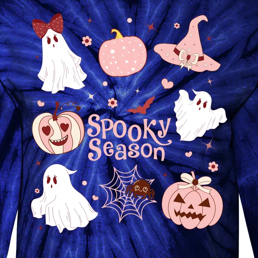 Cute Coquette Spooky Season Tie-Dye Long Sleeve Shirt