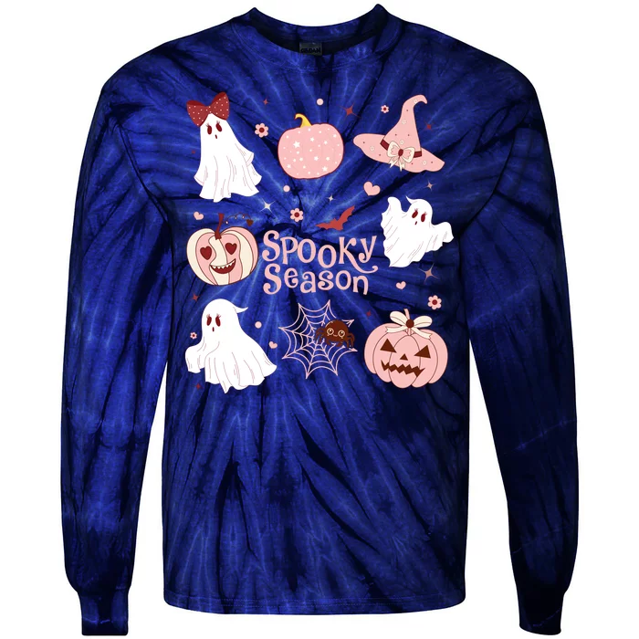 Cute Coquette Spooky Season Tie-Dye Long Sleeve Shirt