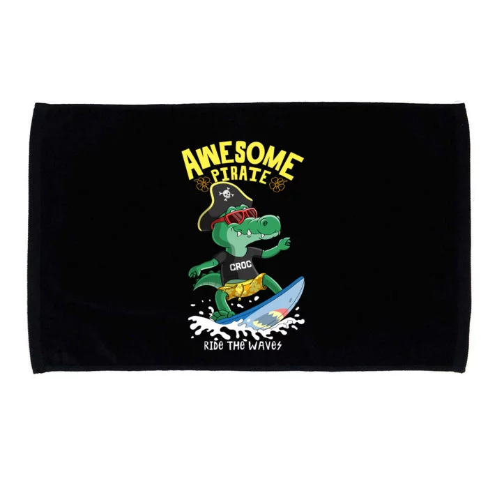 Cool Crocodile Surfing Microfiber Hand Towel