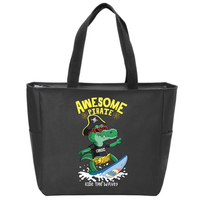 Cool Crocodile Surfing Zip Tote Bag