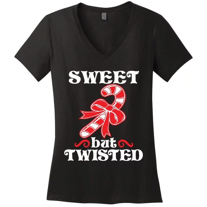 Candy Cane Sweet But Twisted Funny Christmas Women's V-Neck T-Shirt