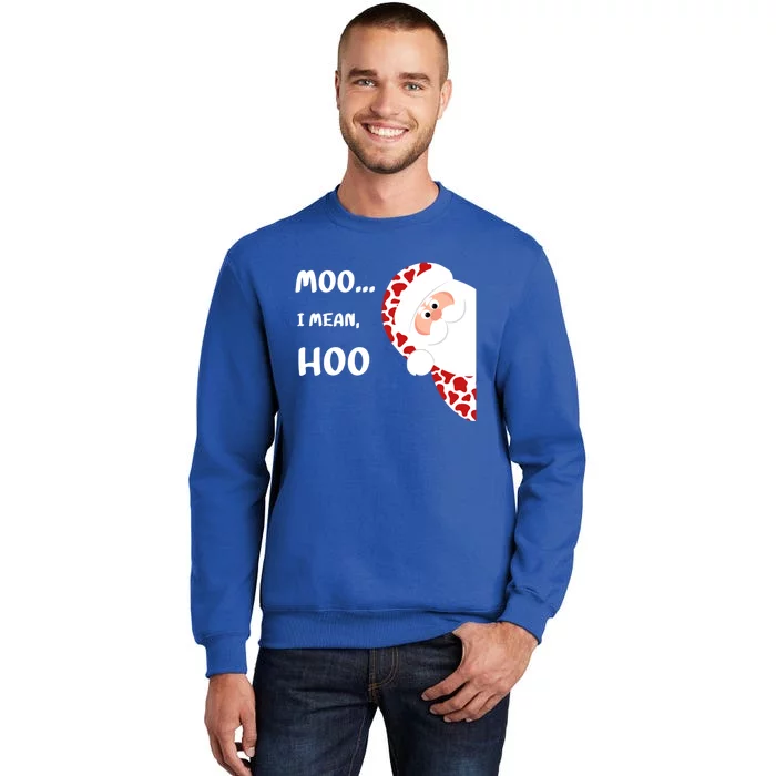 Christmas Cow Santa Moo I Mean Hoo Funny Family Matching Gift Tall Sweatshirt