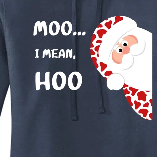 Christmas Cow Santa Moo I Mean Hoo Funny Family Matching Gift Women's Pullover Hoodie