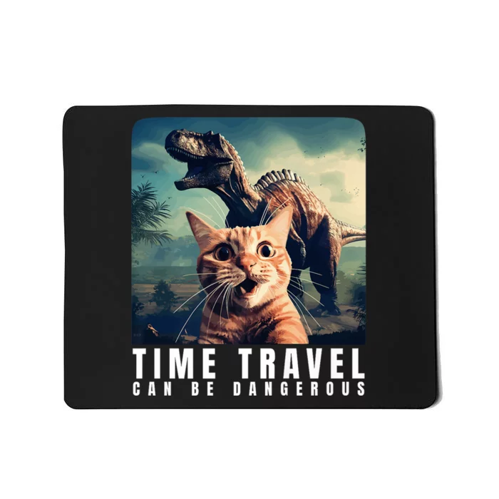 Crazy Cat Selfie Run Time Travel Can Be Dangerous Cat Love Mousepad