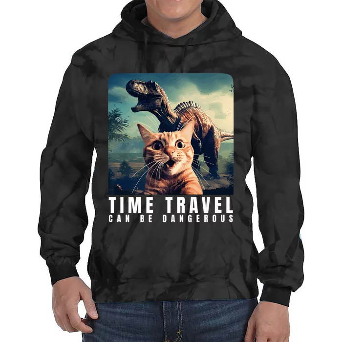 Crazy Cat Selfie Run Time Travel Can Be Dangerous Cat Love Tie Dye Hoodie