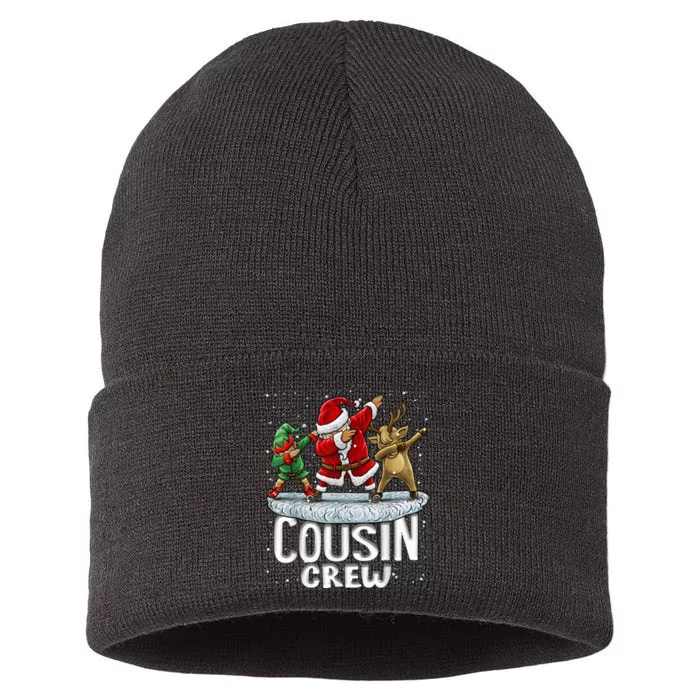 Cousin Crew Santa Elf Dabbing Matching Family Christmas Sustainable Knit Beanie