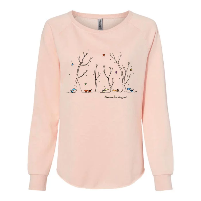 Colorful Cows Snowy Forest Stars (Color Options Available) Meaningful Gift Womens California Wash Sweatshirt