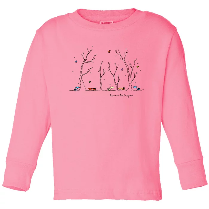 Colorful Cows Snowy Forest Stars (Color Options Available) Meaningful Gift Toddler Long Sleeve Shirt