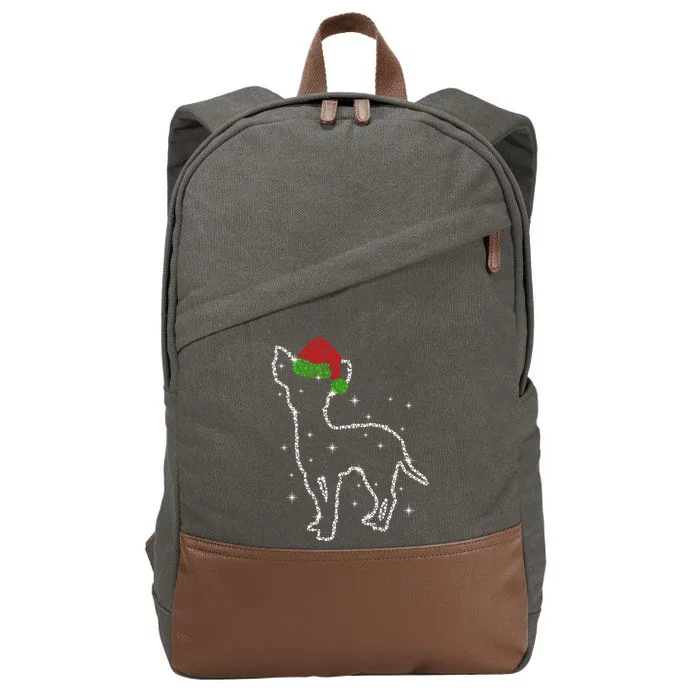 Cute Chihuahua Santa Hat Christmas Lights Dog Lover Xmas Cool Gift Cotton Canvas Backpack