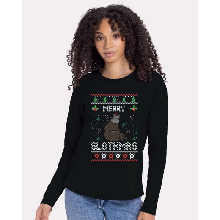 Christmas Costume Sloth Lover Merry Slothmas Xmas Cool Gift Womens Cotton Relaxed Long Sleeve T-Shirt