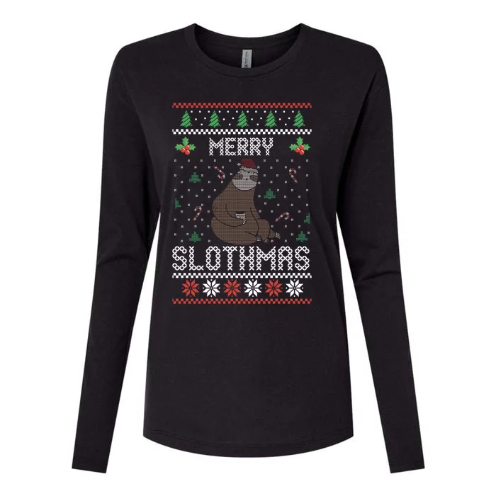 Christmas Costume Sloth Lover Merry Slothmas Xmas Cool Gift Womens Cotton Relaxed Long Sleeve T-Shirt