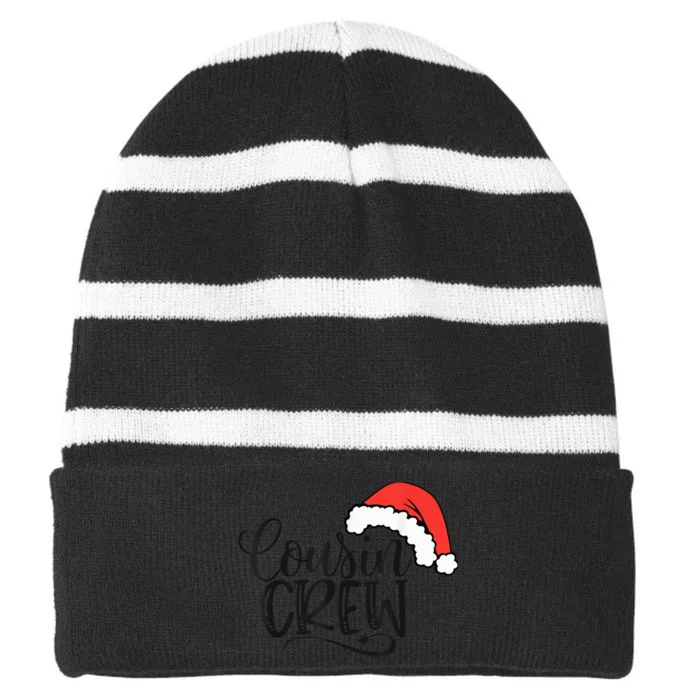 Cousin Crew Santa Hat Family Group Matching Christmas Striped Beanie with Solid Band