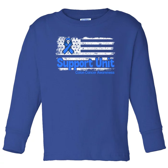 Colon Cancer Support Unit Flag Blue Colon Cancer Awareness Funny Gift Toddler Long Sleeve Shirt