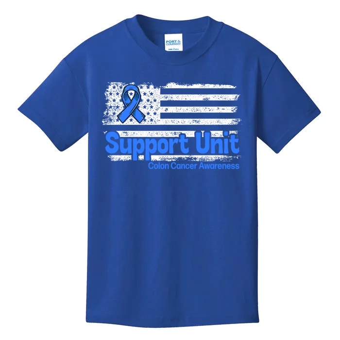 Colon Cancer Support Unit Flag Blue Colon Cancer Awareness Funny Gift Kids T-Shirt