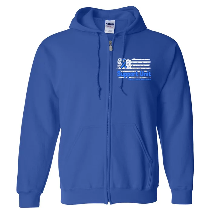 Colon Cancer Support Unit Flag Blue Colon Cancer Awareness Funny Gift Full Zip Hoodie