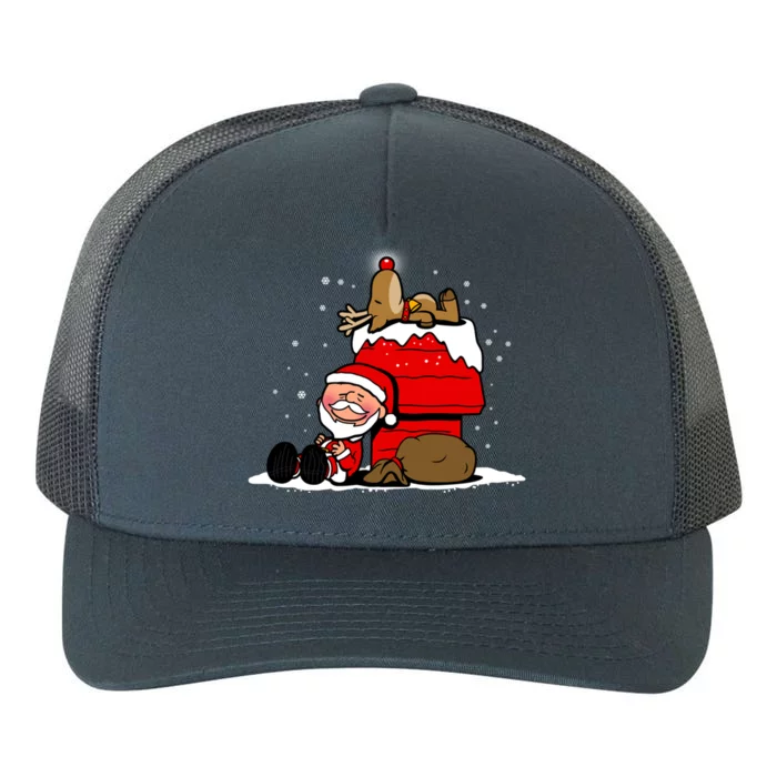 Christmas Cute Santa Claus And Rudolph Winter Snow Christmas Yupoong Adult 5-Panel Trucker Hat