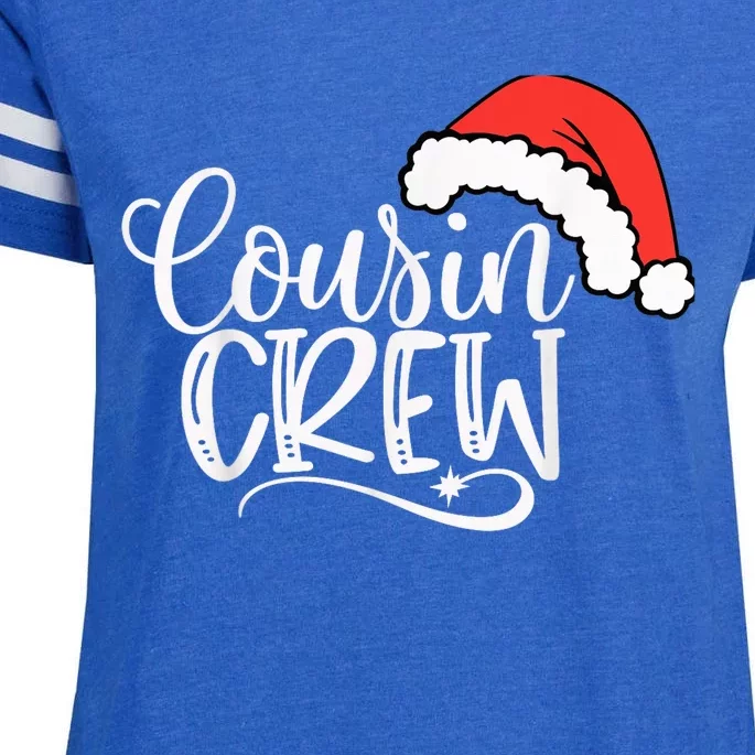 Cousin Crew Santa Hat Family Group Matching Christmas Enza Ladies Jersey Football T-Shirt