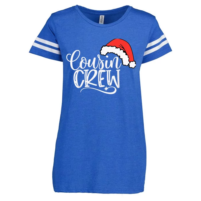 Cousin Crew Santa Hat Family Group Matching Christmas Enza Ladies Jersey Football T-Shirt