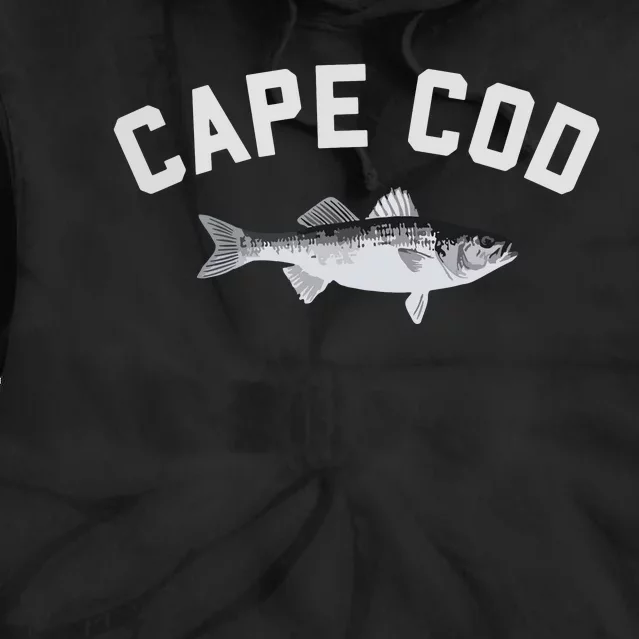 Cape Cod Striper Striped Bass Fun Fishing Tie Dye Hoodie