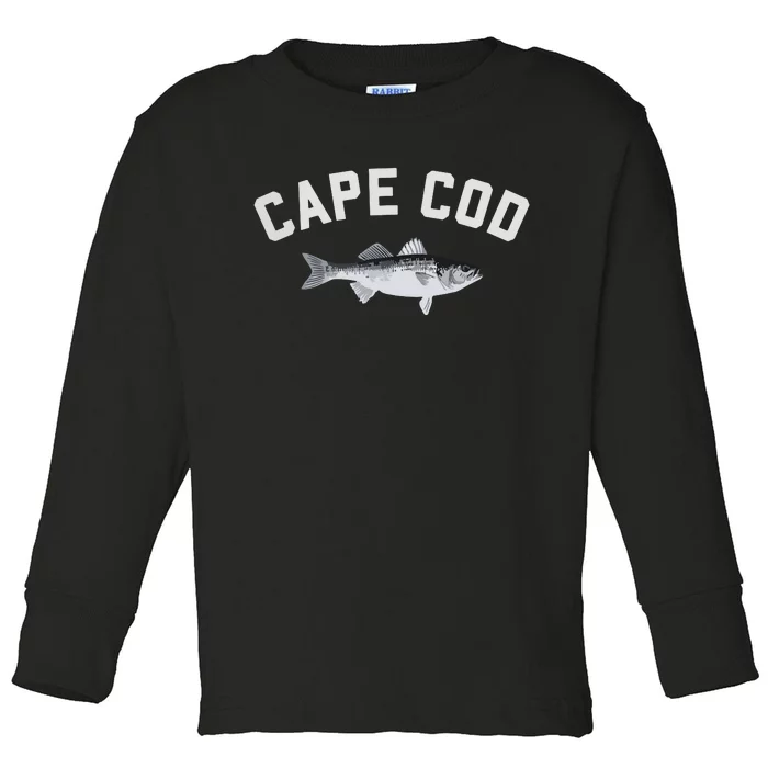 Cape Cod Striper Striped Bass Fun Fishing Toddler Long Sleeve Shirt