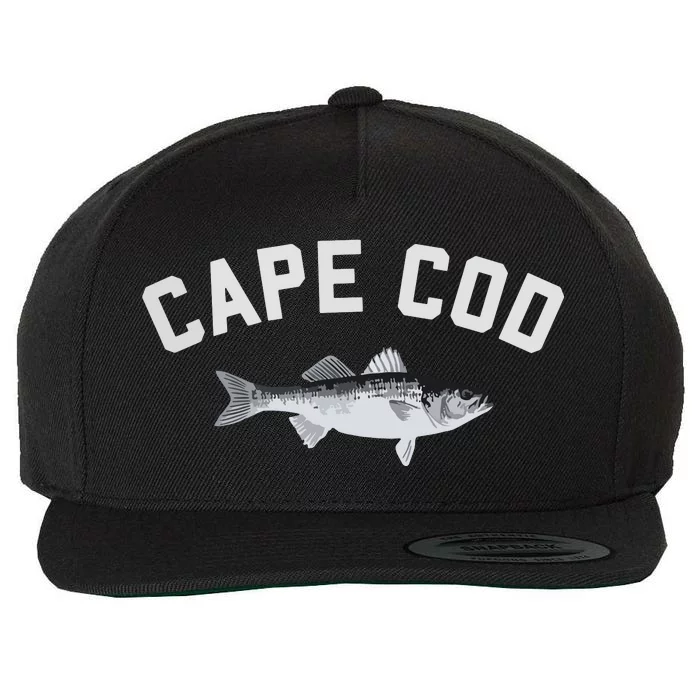 Cape Cod Striper Striped Bass Fun Fishing Wool Snapback Cap