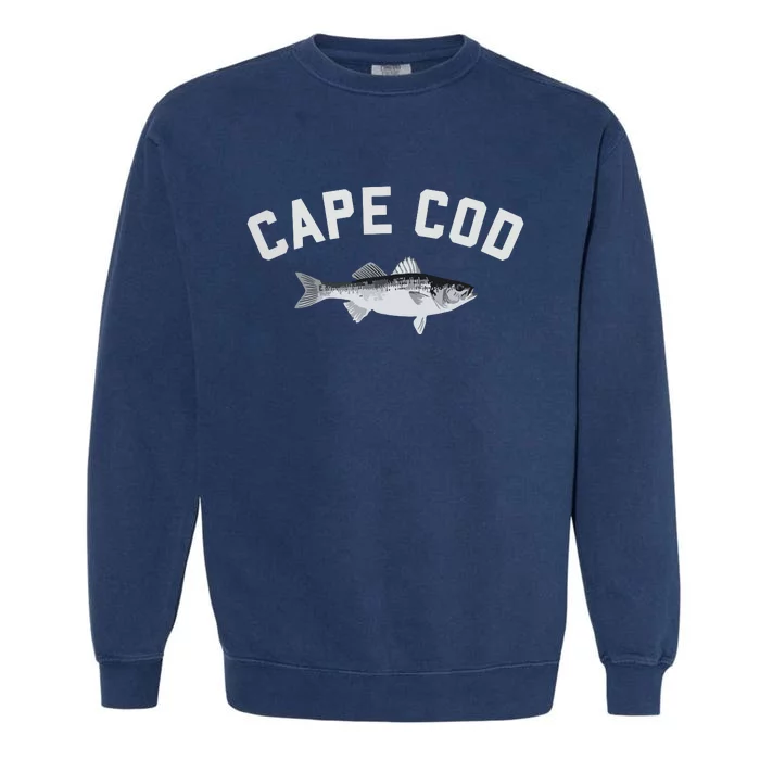 Cape Cod Striper Striped Bass Fun Fishing Garment-Dyed Sweatshirt