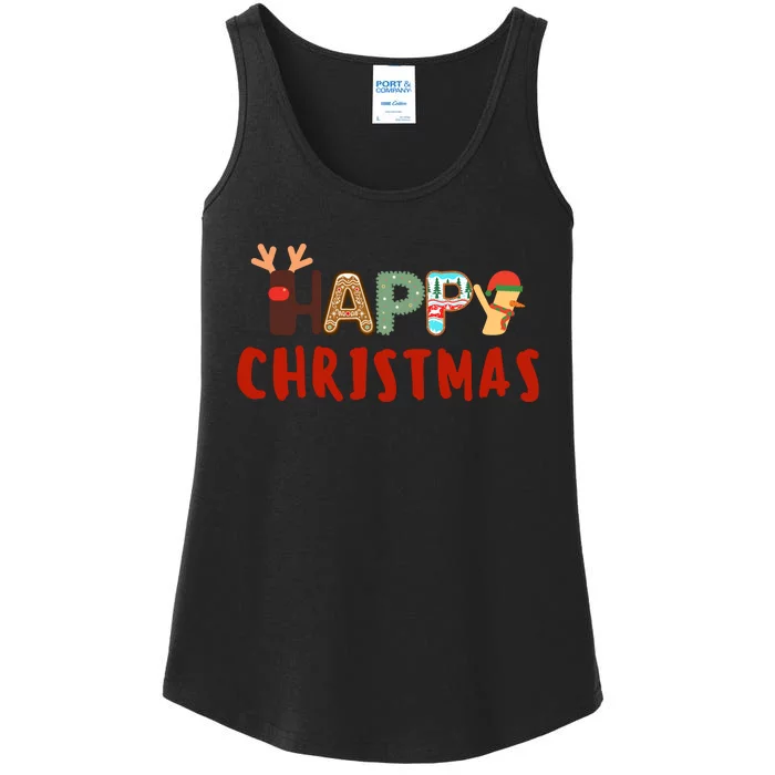 Christmas Cute Santa Cute Reindeer Ladies Essential Tank