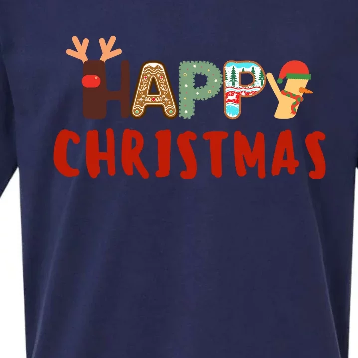 Christmas Cute Santa Cute Reindeer Sueded Cloud Jersey T-Shirt