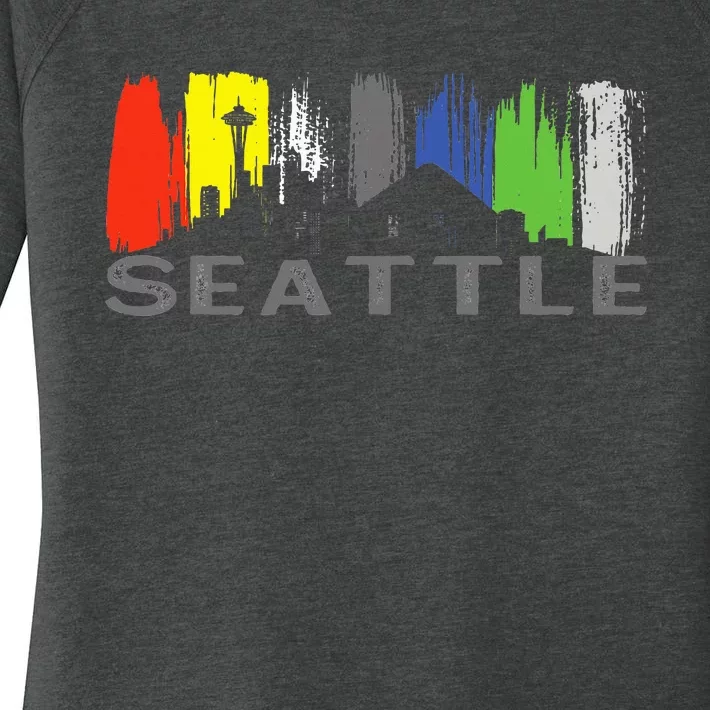 City Classic Seattle Skyline Washington Women's Perfect Tri Tunic Long Sleeve Shirt