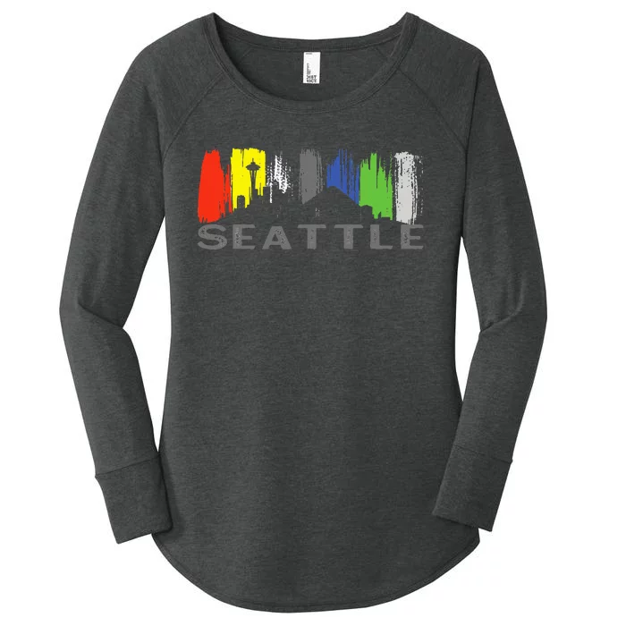 City Classic Seattle Skyline Washington Women's Perfect Tri Tunic Long Sleeve Shirt