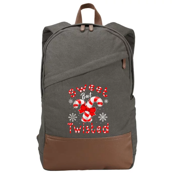 Candy Cane Sweet But Twisted Funny Christmas Cotton Canvas Backpack