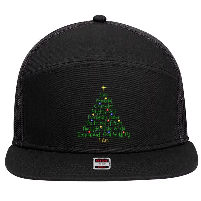 Christian Christmas S Bible Names Of Jesus Tree Shaped 7 Panel Mesh Trucker Snapback Hat