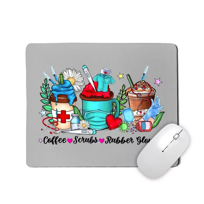 Christmas Coffee Scrubs Rubber Gloves Funny Xmas Nurse Great Gift Mousepad