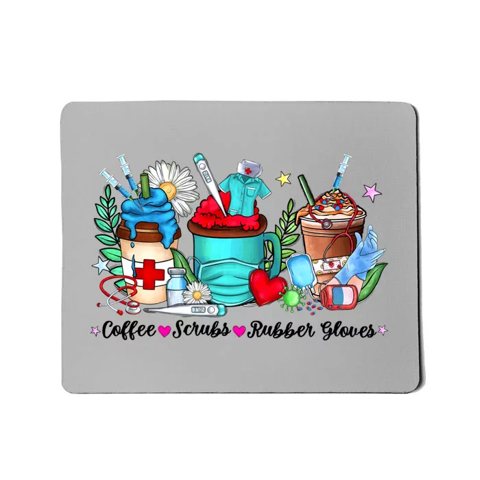 Christmas Coffee Scrubs Rubber Gloves Funny Xmas Nurse Great Gift Mousepad