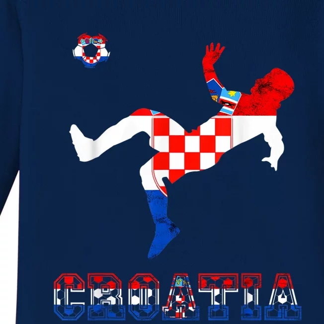 Croatia Croatian Soccer Player Croatian Pride Croatian Flag Baby Long Sleeve Bodysuit