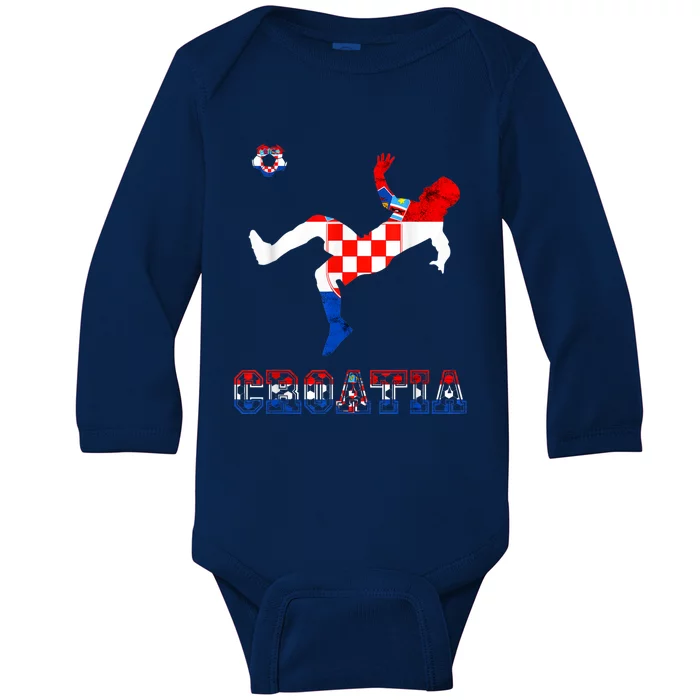 Croatia Croatian Soccer Player Croatian Pride Croatian Flag Baby Long Sleeve Bodysuit