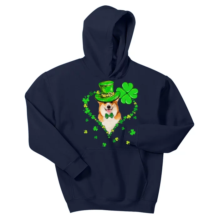 Cute Corgi Saint Patrick's Day Dogs Dad Mom Kids Hoodie