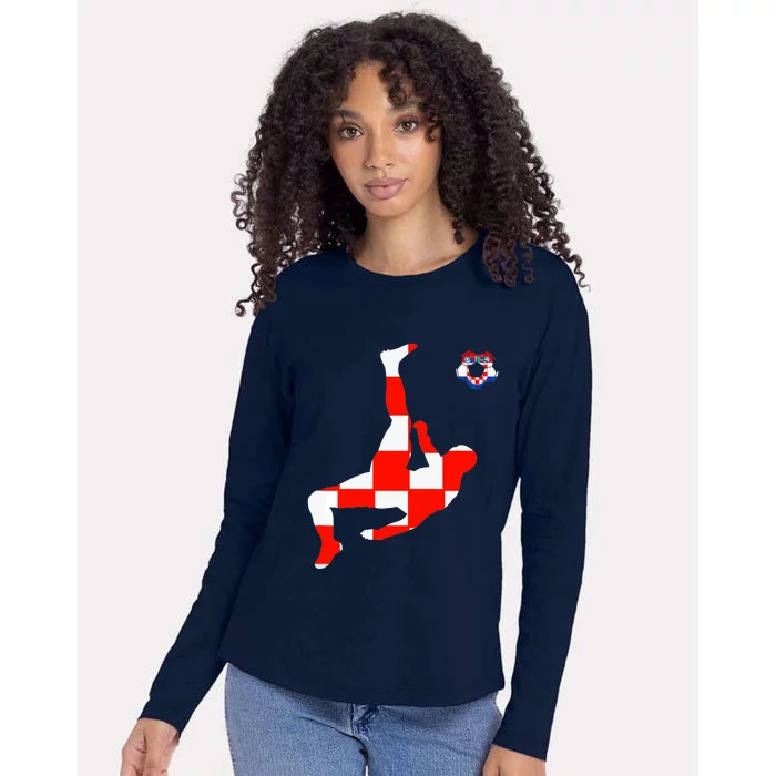 Croatia Croatian Soccer Player Croatian Pride Croatian Flag Womens Cotton Relaxed Long Sleeve T-Shirt