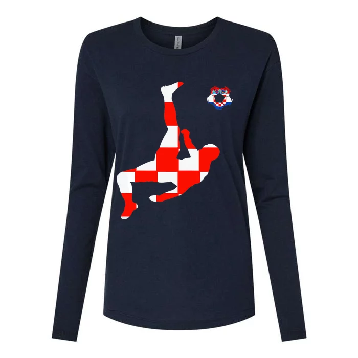 Croatia Croatian Soccer Player Croatian Pride Croatian Flag Womens Cotton Relaxed Long Sleeve T-Shirt