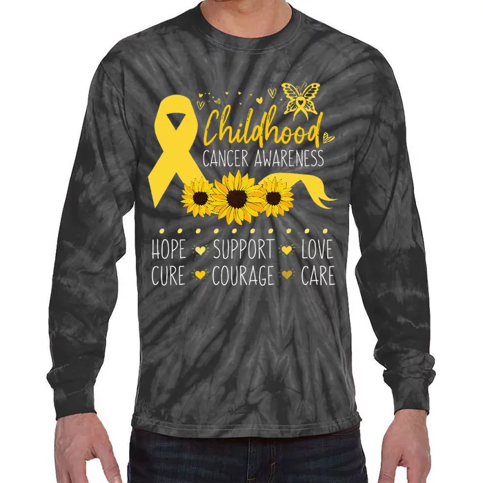 Childhood Cancer Support Family Childhood Cancer Awareness Tie-Dye Long Sleeve Shirt