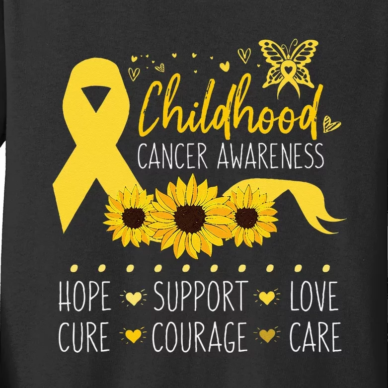 Childhood Cancer Support Family Childhood Cancer Awareness Kids Long Sleeve Shirt