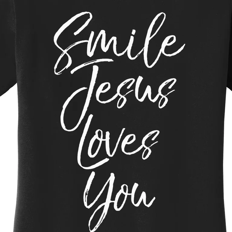 Cute Christian Saying Gift for  Smile Jesus Loves You Women's T-Shirt