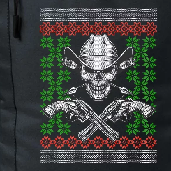 Cool Cowboy Skull Ugly Christmas Sweater Daily Commute Backpack