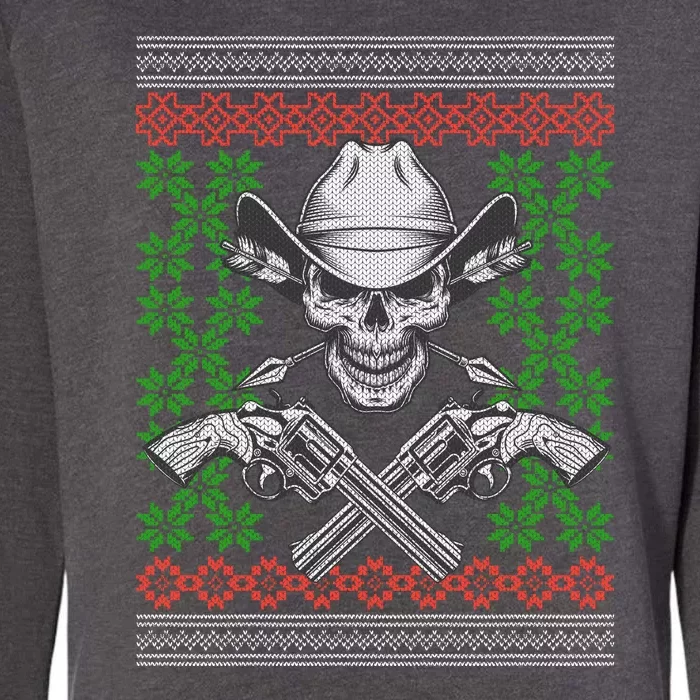 Cool Cowboy Skull Ugly Christmas Sweater Womens California Wash Sweatshirt