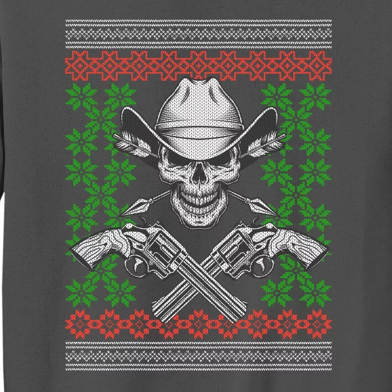 Cool Cowboy Skull Ugly Christmas Sweater Tall Sweatshirt