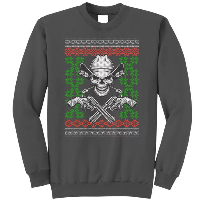 Cool Cowboy Skull Ugly Christmas Sweater Tall Sweatshirt