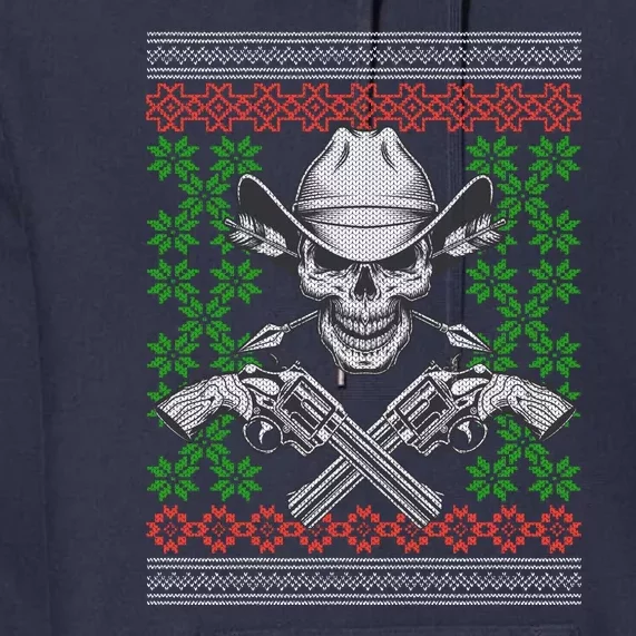 Cool Cowboy Skull Ugly Christmas Sweater Premium Hoodie